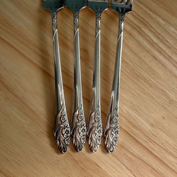 Vtg Oneida Evening Star Grille Forks Vinade Set Of 4 1950 Community Silverplated - Picture 3 of 9